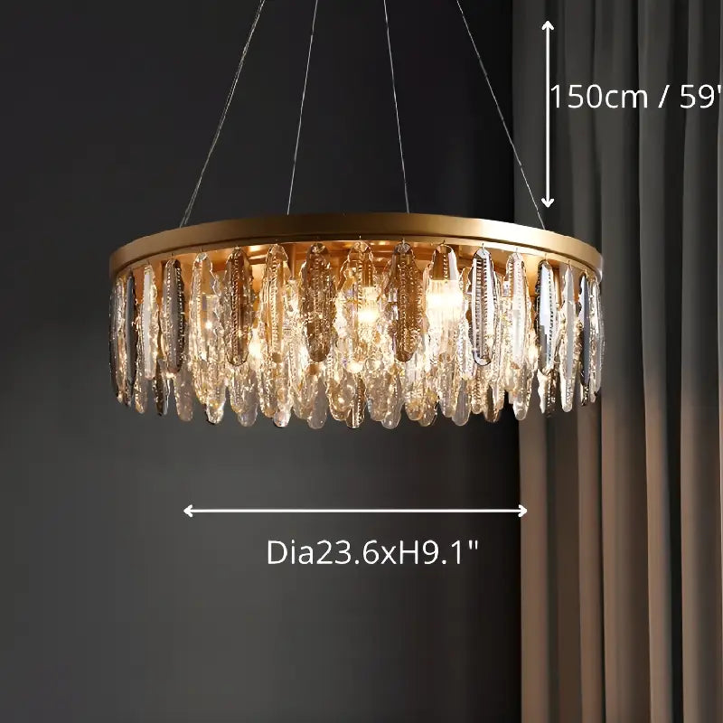 Allumiere | Modern Posh Drum Gold Crystal Chandelier