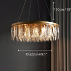 Allumiere | Modern Posh Drum Gold Crystal Chandelier