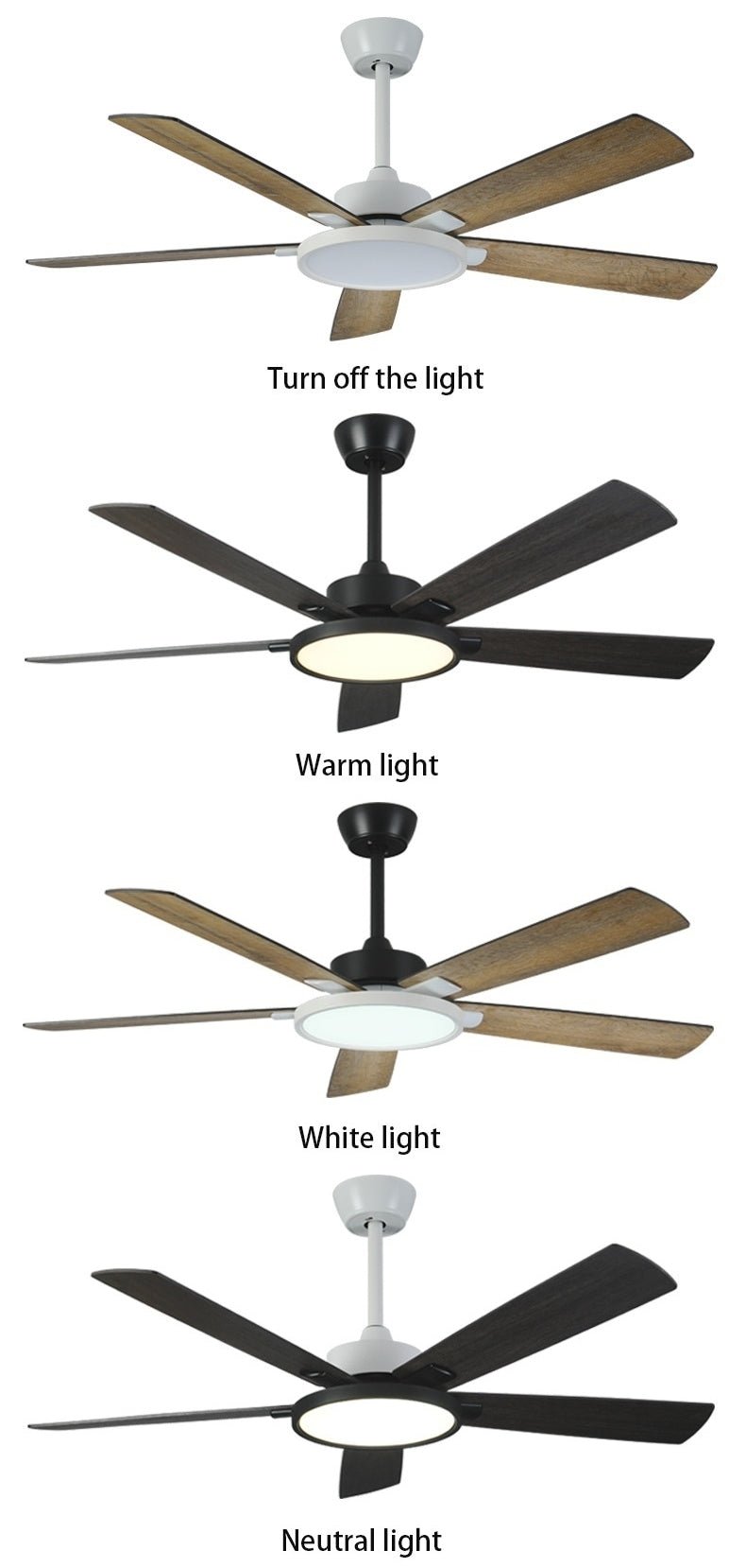 52" Led Ceiling Fan with Plywood Blade and Remote Control
