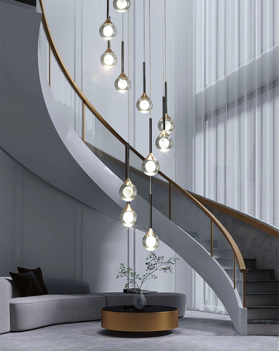 Peillon | Gold Crystal Raindrop Glass Ball Chandelier