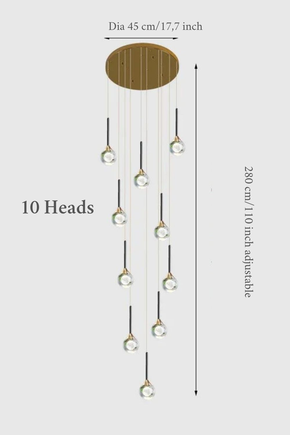 Peillon | Gold Crystal Raindrop Glass Ball Chandelier