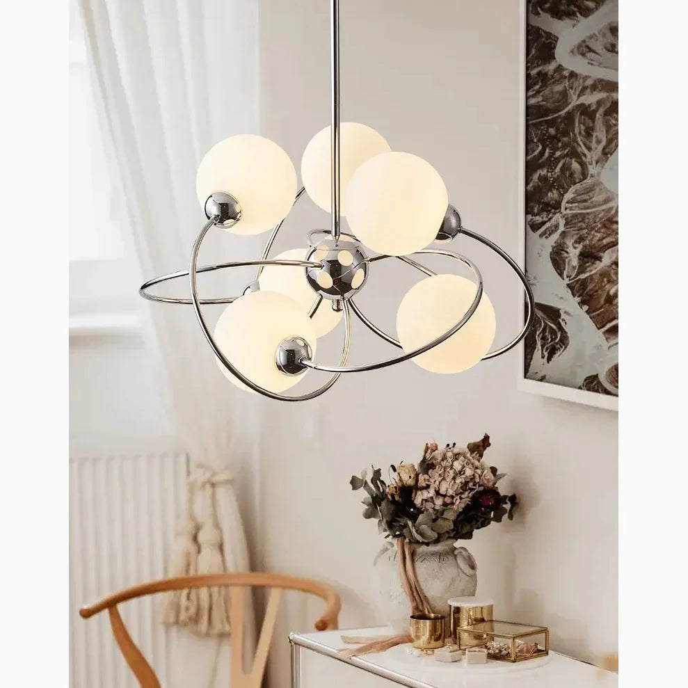 Zibido San Giacomo | Glass LED Ball Chrome Plated Metal Chandelier