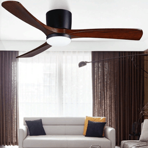 36" LED Wooden Ceiling Fan with Lamp and Remote Control