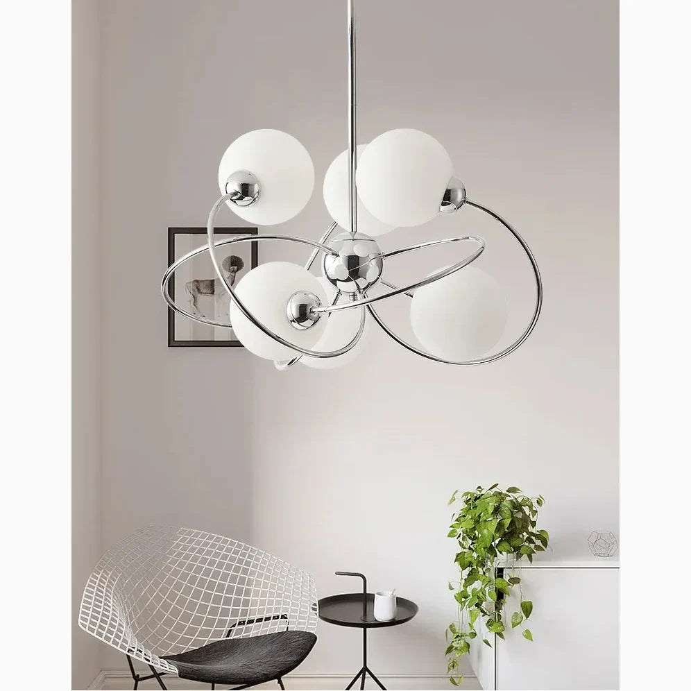 Zibido San Giacomo | Glass LED Ball Chrome Plated Metal Chandelier