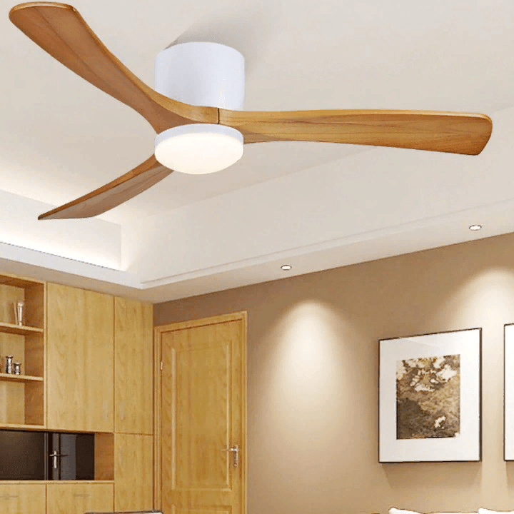 36" LED Wooden Ceiling Fan with Lamp and Remote Control