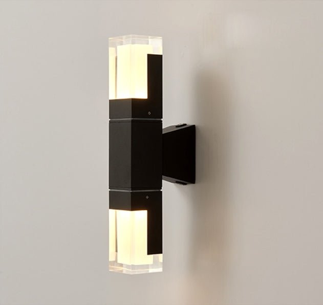 Modern Black Outdoor Waterproof LED Wall Mounted Lamp For Villa, Porch, W2"xH11.8"