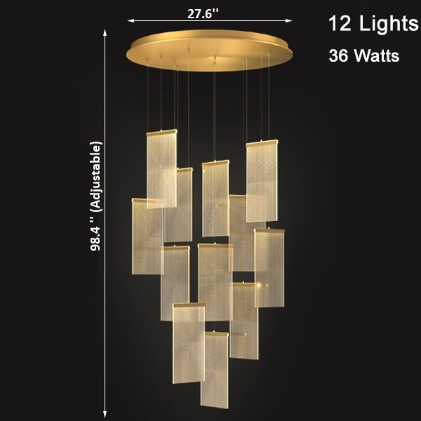 12 Lights -Luxury modern LED chandelier for staircase, lobby, living room, stairwell