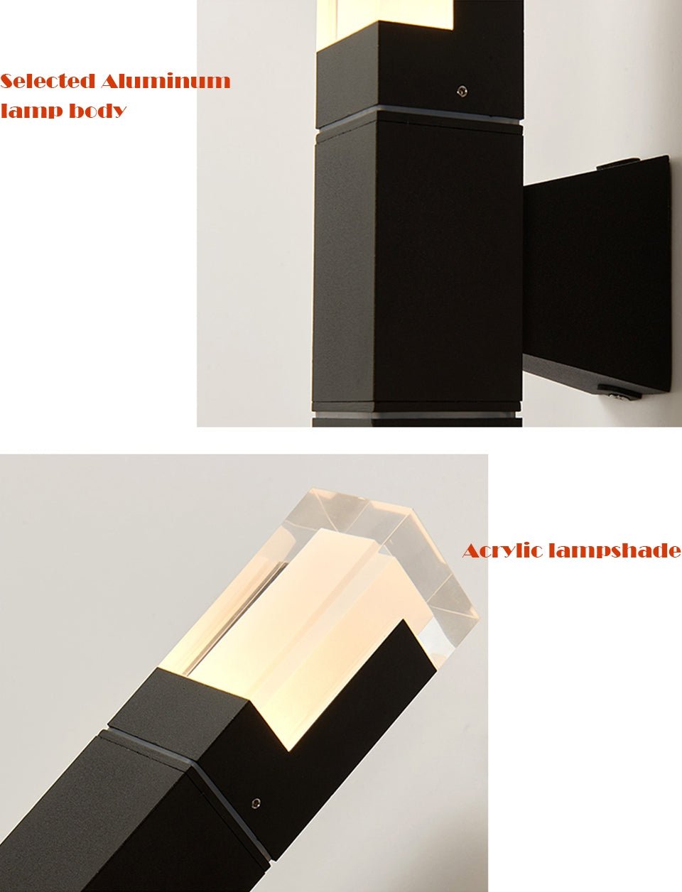 Modern Black Outdoor Waterproof LED Wall Mounted Lamp For Villa, Porch, W2"xH11.8"