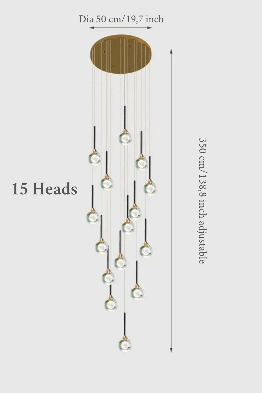Peillon | Gold Crystal Raindrop Glass Ball Chandelier