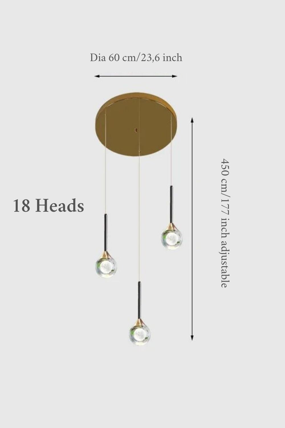 Peillon | Gold Crystal Raindrop Glass Ball Chandelier