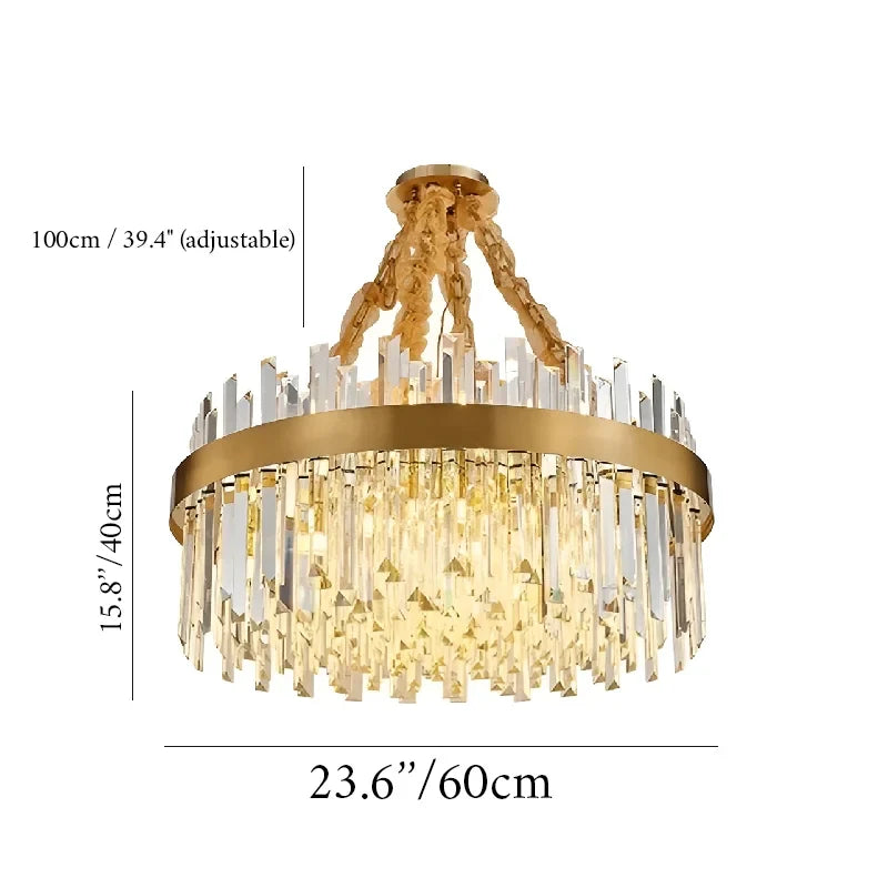 Albissola Marina | Drum Gold Stainless Steel Crystal Chandelier