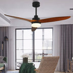 52" Modern Solidwood LED Ceiling Fan with Remote Control