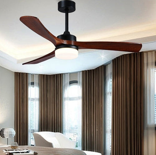 36" Simple Wooden Ceiling Fan with Remote Control and Blades Made of Solid Wood