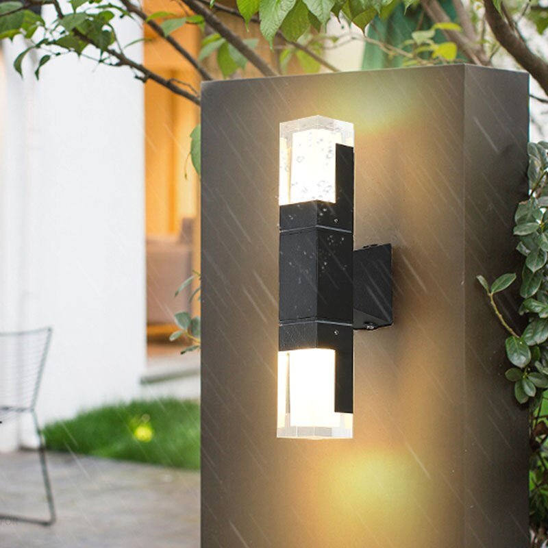 Modern Black Outdoor Waterproof LED Wall Mounted Lamp For Villa, Porch, W2"xH11.8"