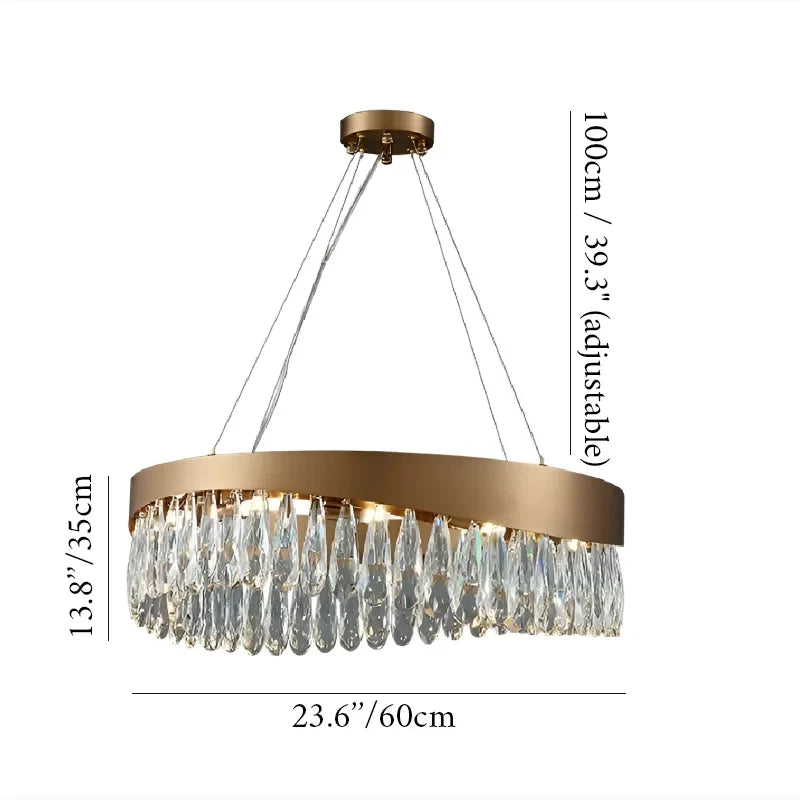 Borgio Verezzi | Gold Crystal Сurve Hanging Light Fixture