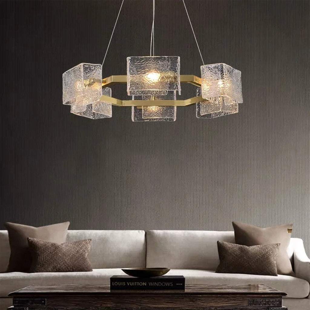 Aidomaggiore | Modern Glass Ice Cubes Round Chandelier