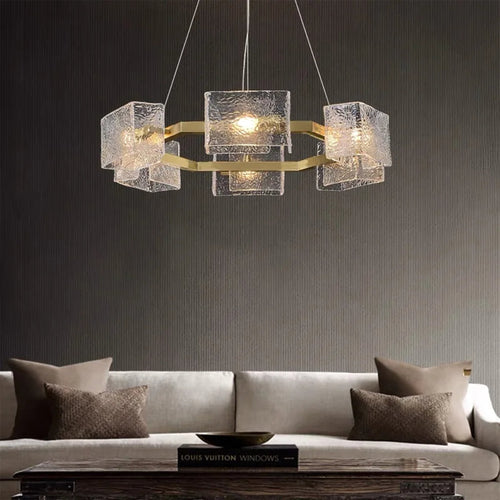 Aidomaggiore | Modern Glass Ice Cubes Round Chandelier