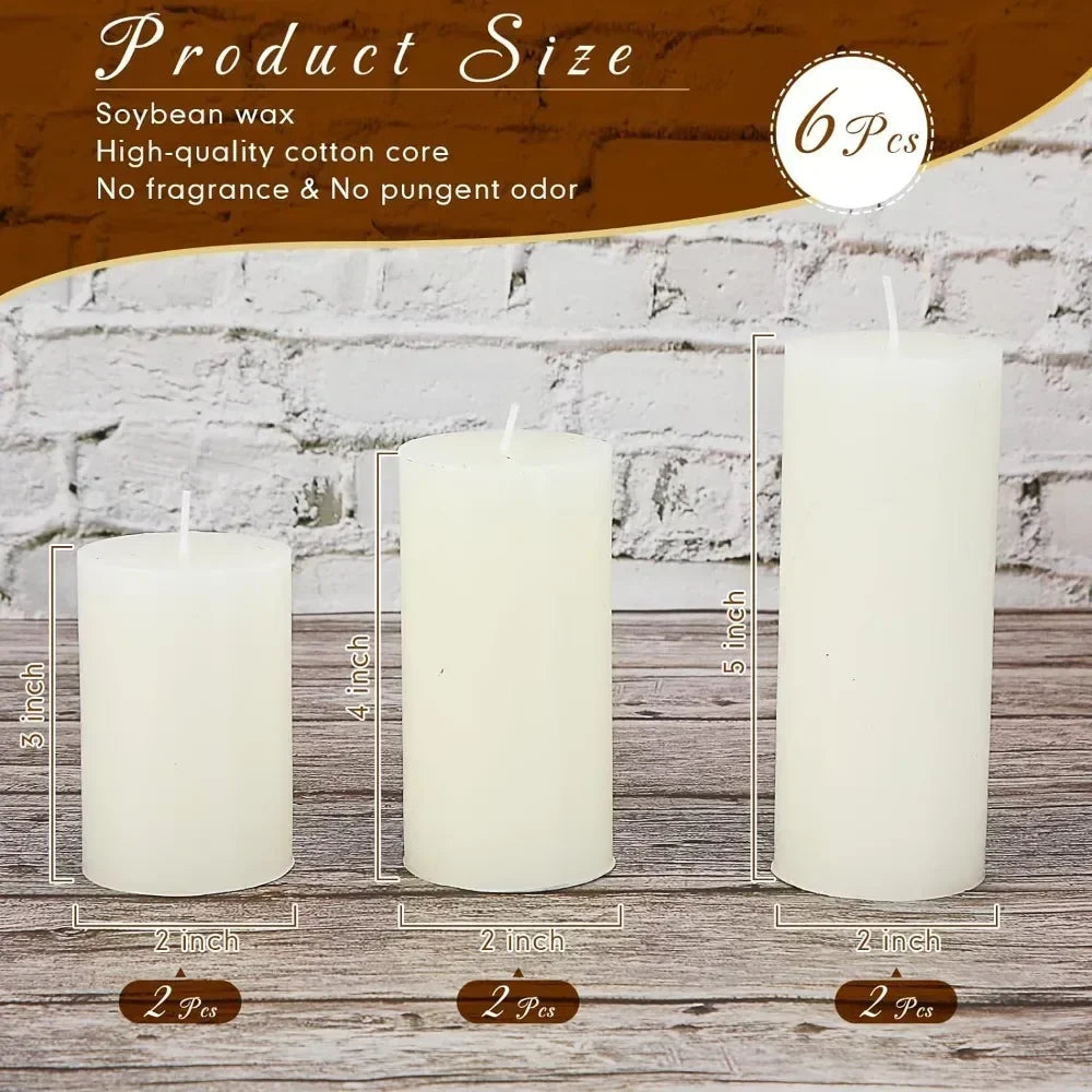 Centerpiece Set of Six Glass and Metal Candleholders with Candles