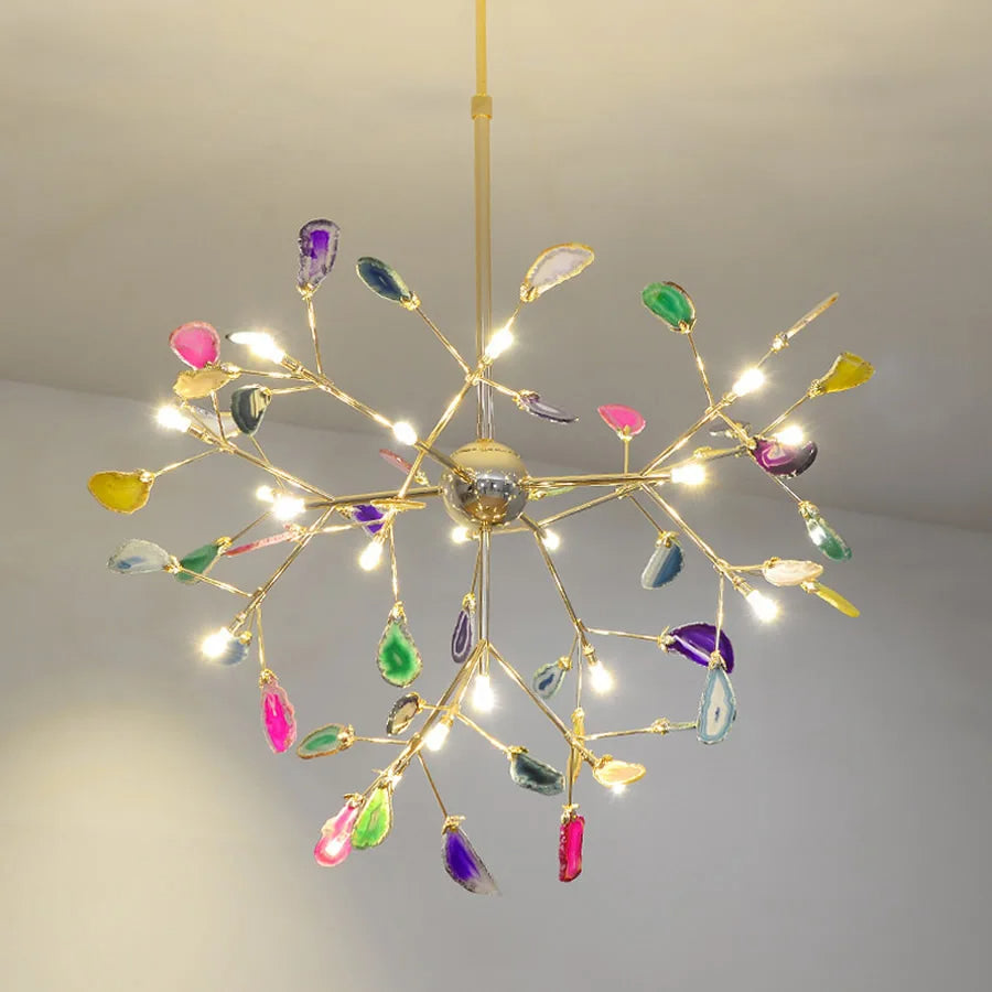 Flims | Colourful Agate Art Multicoloured LED Chandelier