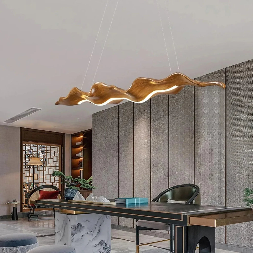 Creative Gold Leaf-Shaped Pendant LED Chandelier