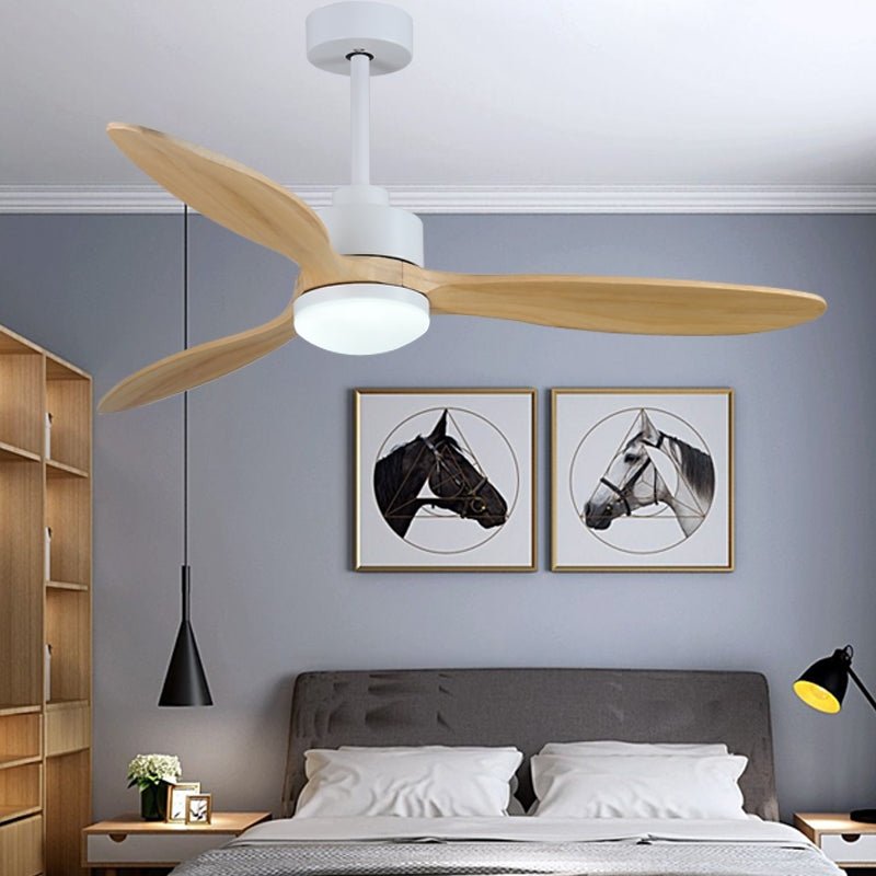 52" Modern Wooden Ceiling Fan with Lamp and Remote Control