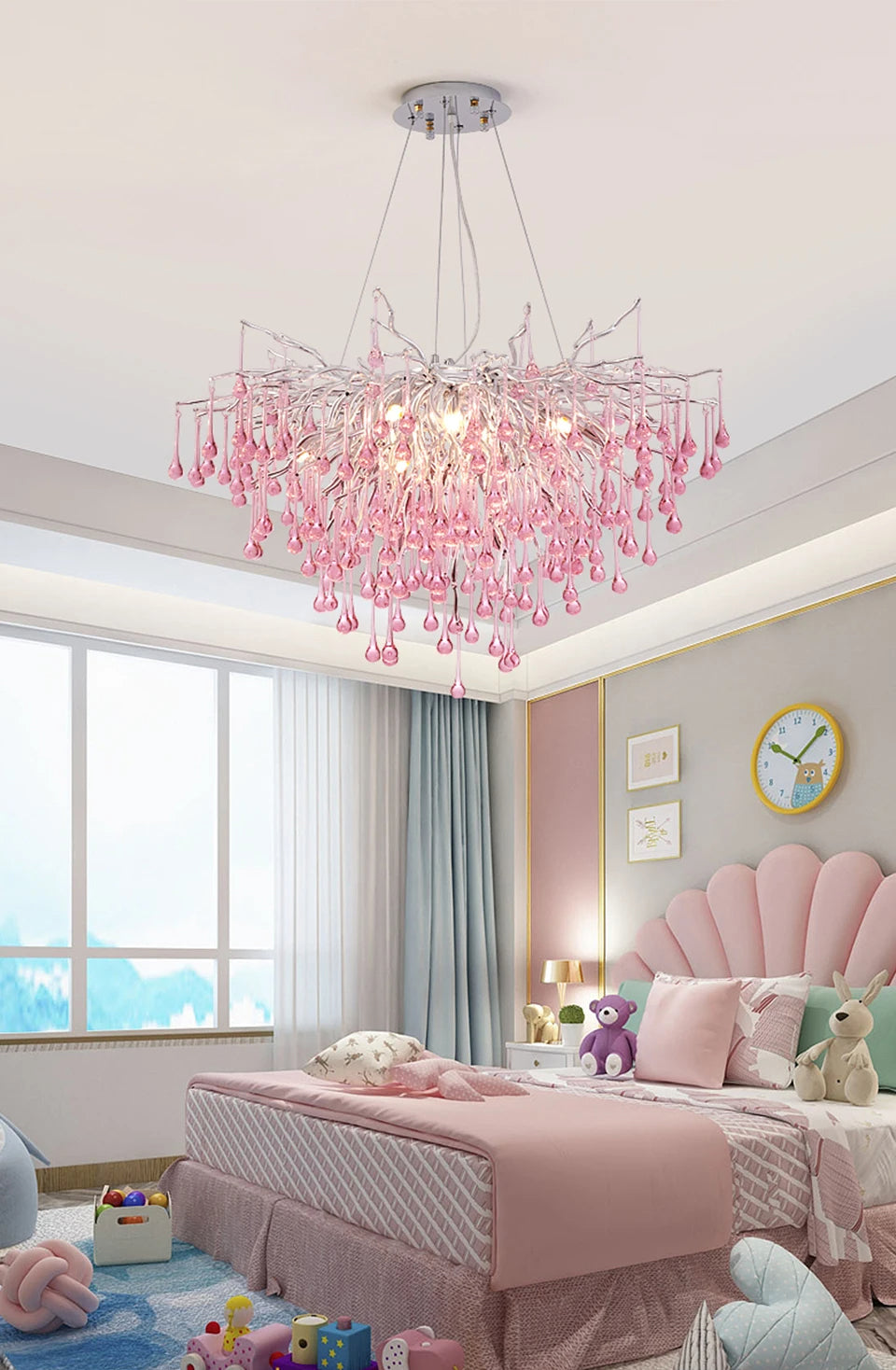 Imbersago | Modern Pink Crystal Chandelier for Living Room, Dining Room, Bedroom