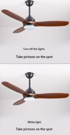 52" Modern Solid Wood Ceiling Fan with Led Light and Remote Control