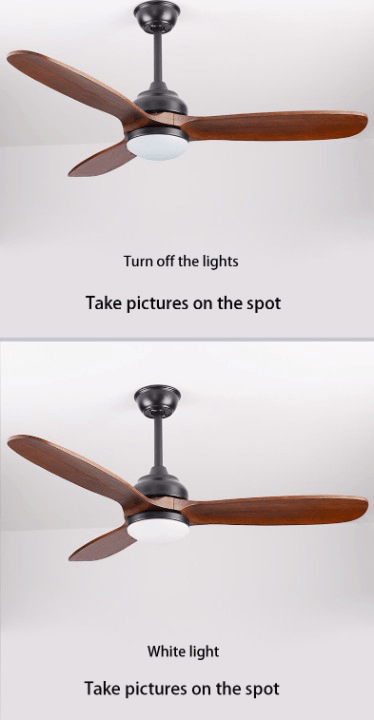 52" Modern Solid Wood Ceiling Fan with Led Light and Remote Control