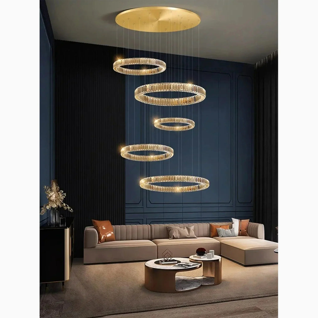 Agrate Conturbia | Stunning Cascading Crystal Rings Pendant Chandelier