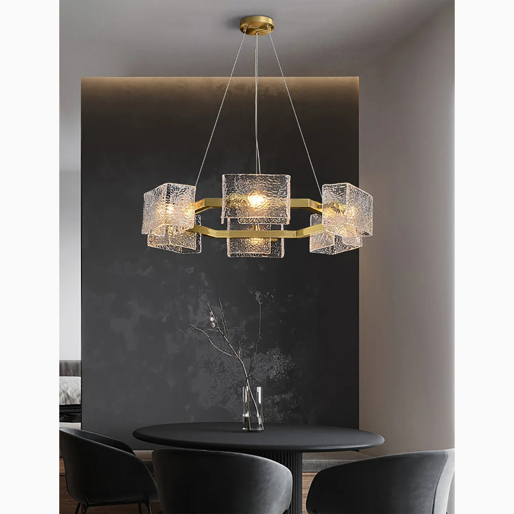 Aidomaggiore | Modern Glass Ice Cubes Round Chandelier