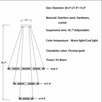 Verbania | Luxury Cascade Crystal Rings LED Chandelier