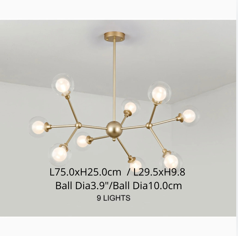 Cabiate | Glass Globe Shaped Chandelier for Bedroom