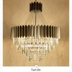 Portofino | Dia 23.6'' Modern Round Gun Black Crystal Chandelier