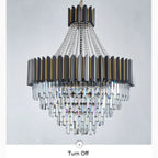 Portofino | Dia 23.6'' Modern Round Gun Black Crystal Chandelier
