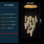 Coursegoules | Silk Design Gold Pendant Light for Staircase