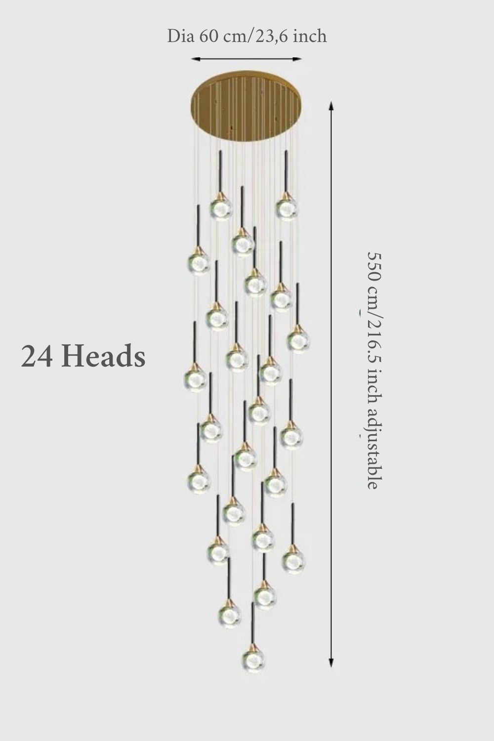 Peillon | Gold Crystal Raindrop Glass Ball Chandelier