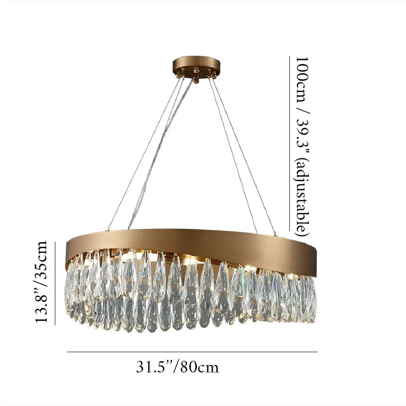 Borgio Verezzi | Gold Crystal Сurve Hanging Light Fixture