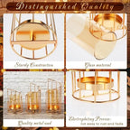 Centerpiece Set of Six Glass and Metal Candleholders with Candles