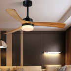 36" Simple Wooden Ceiling Fan with Remote Control and Blades Made of Solid Wood
