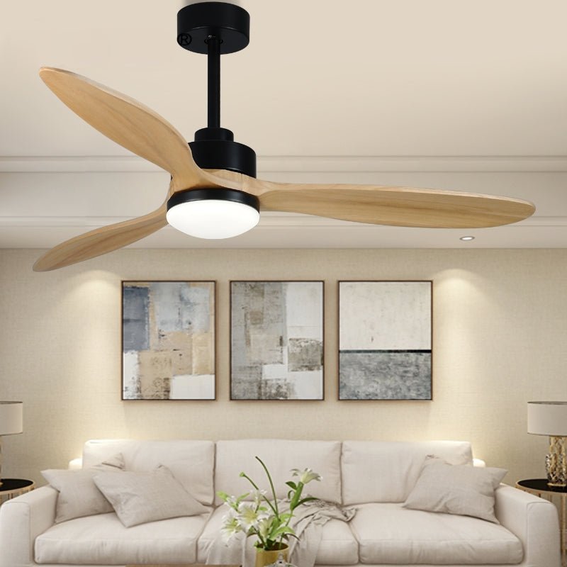 52" Modern Wooden Ceiling Fan with Lamp and Remote Control