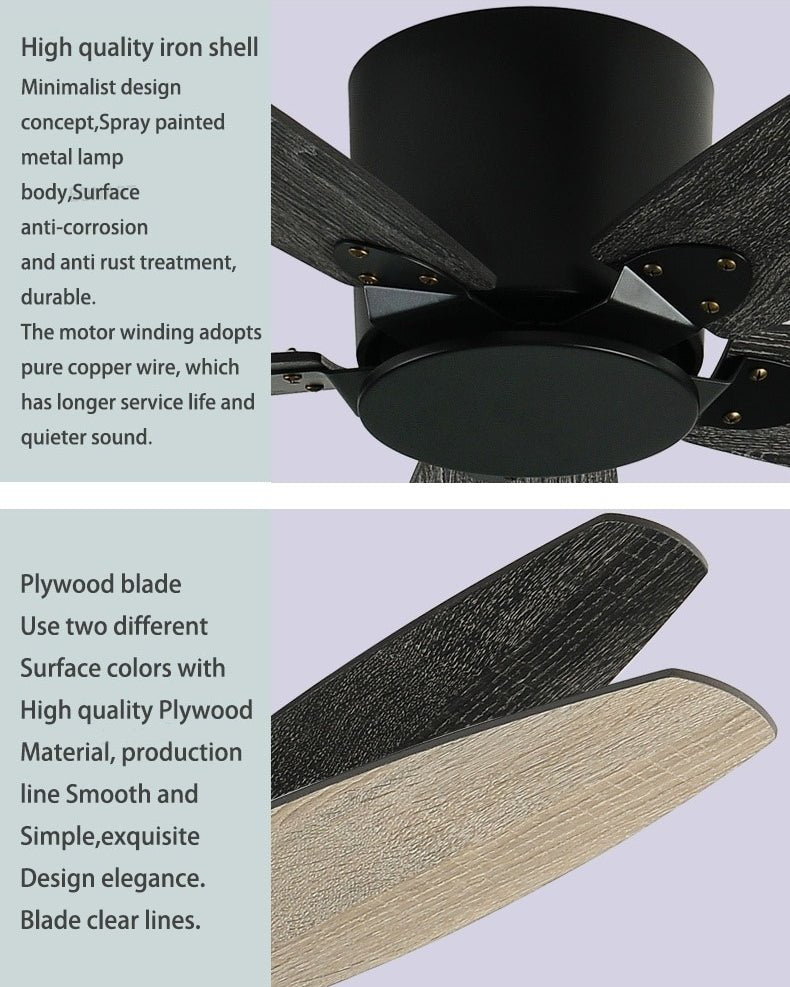 36" Led Ceiling Fan with Lamp, Plywood Blades and Remote Control