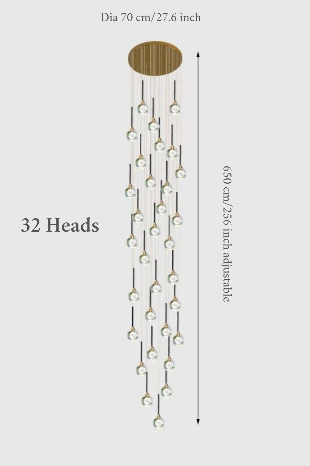 Peillon | Gold Crystal Raindrop Glass Ball Chandelier