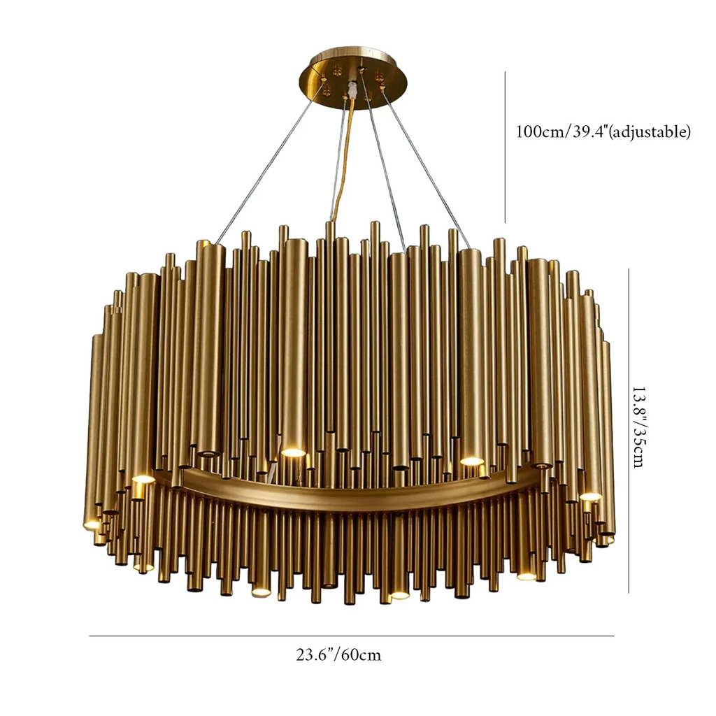 Genappe | Luxury Drum Gold Stainless Steel Chandelier