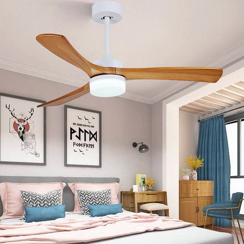 36" Simple Wooden Ceiling Fan with Remote Control and Blades Made of Solid Wood