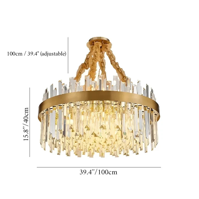 Albissola Marina | Drum Gold Stainless Steel Crystal Chandelier