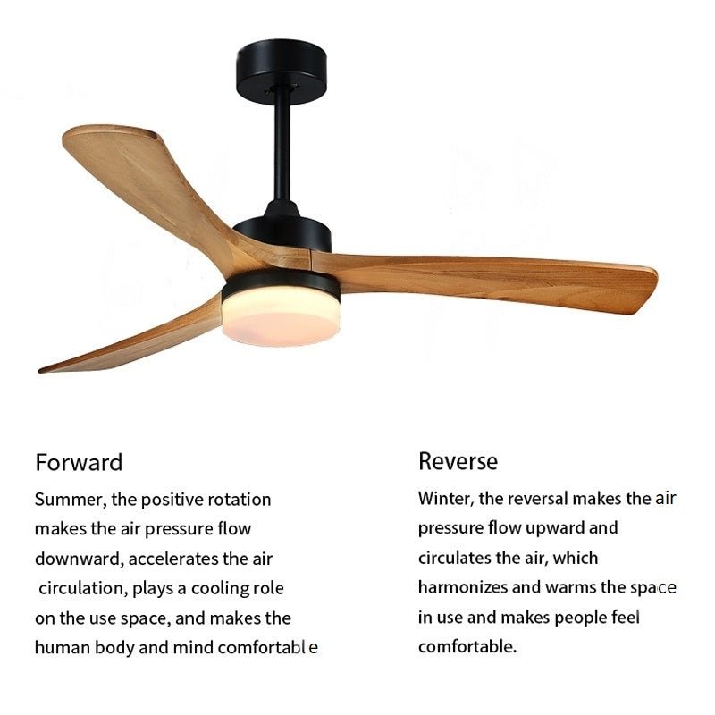 36" Simple Wooden Ceiling Fan with Remote Control and Blades Made of Solid Wood