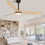 60" Modern Wooden LED Ceiling Fan with Remote Control