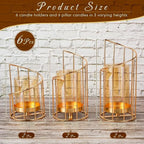 Centerpiece Set of Six Glass and Metal Candleholders with Candles