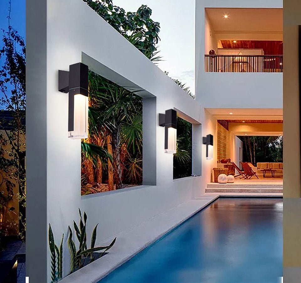 Modern Black Outdoor Waterproof LED Wall Mounted Lamp For Villa, Porch, W2"xH11.8"