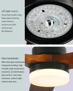 52" Modern Solidwood LED Ceiling Fan with Remote Control